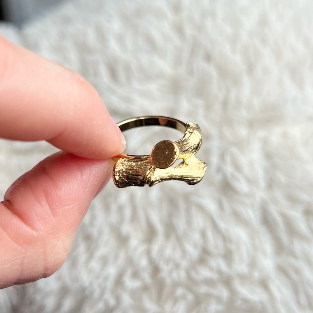 Gold Bamboo Ring- Adjustable - Picture 2 of 7